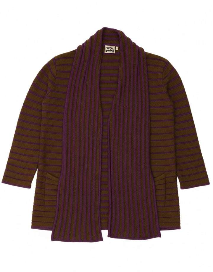 ANIMALE Womens Open Cardigan Sweater UK 12 Medium Brown Striped Acrylic