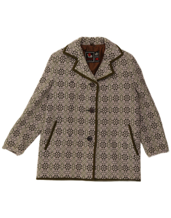 Женский пиджак Eclipse на 3 пуговицах, Великобритания 14, средний серый, шерсть с геометрическим рисунком