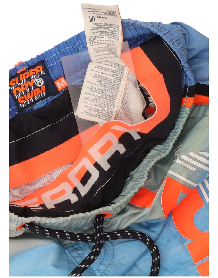 Мужские шорты для плавания Superdry с рисунком, полиэстер, средний синий в полоску