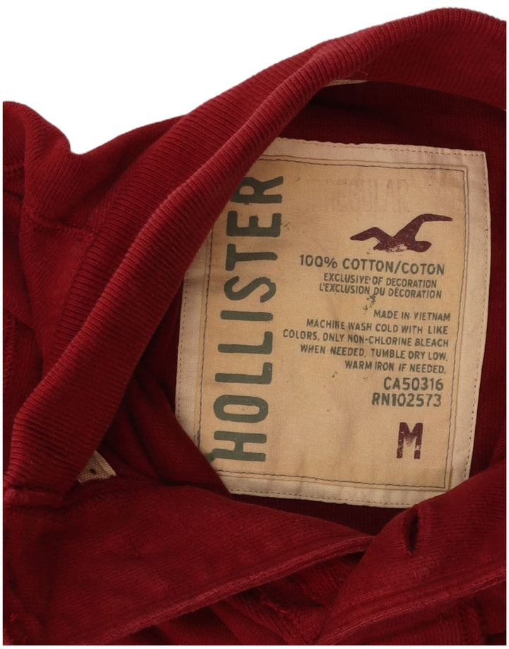 Hollister Мужской свитшот на пуговицах с рисунком, джемпер среднего красного цвета, хлопок