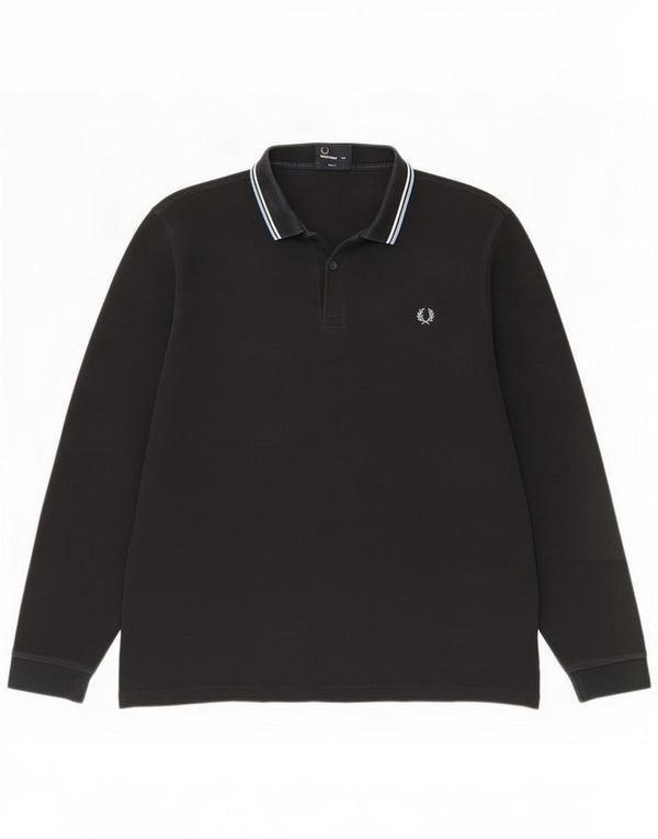 Мужская рубашка-поло с длинным рукавом Fred Perry 2XL, темно-синяя в полоску