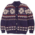 Винтажный мужской кардиган-свитер среднего синего цвета Fair Isle
