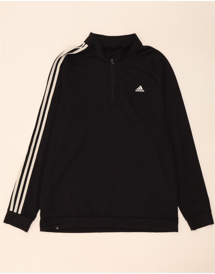 Мужской свитер Adidas с воротником на молнии, большой черный полиэстер