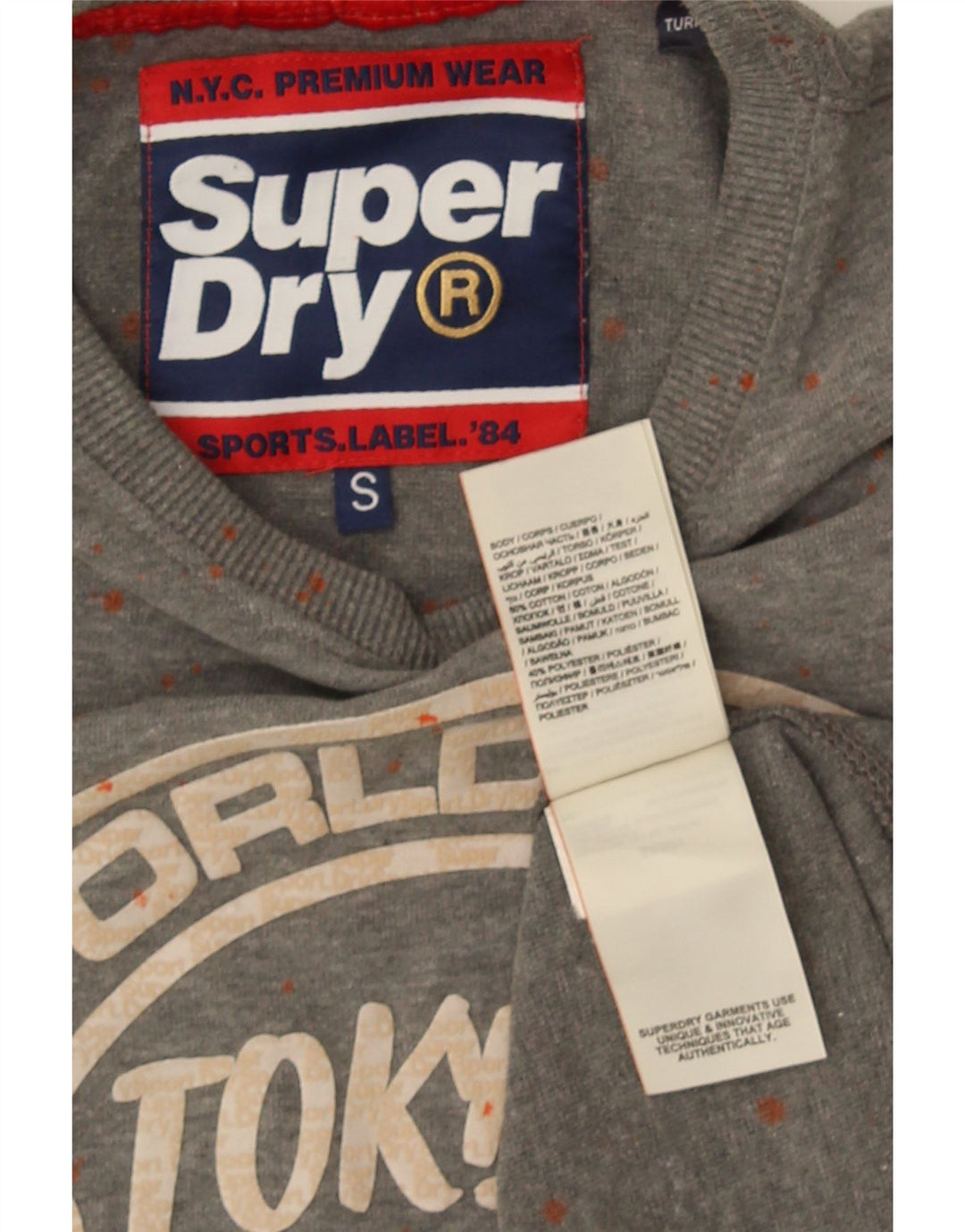 Мужская футболка с рисунком Superdry, маленький серый пятнистый хлопок