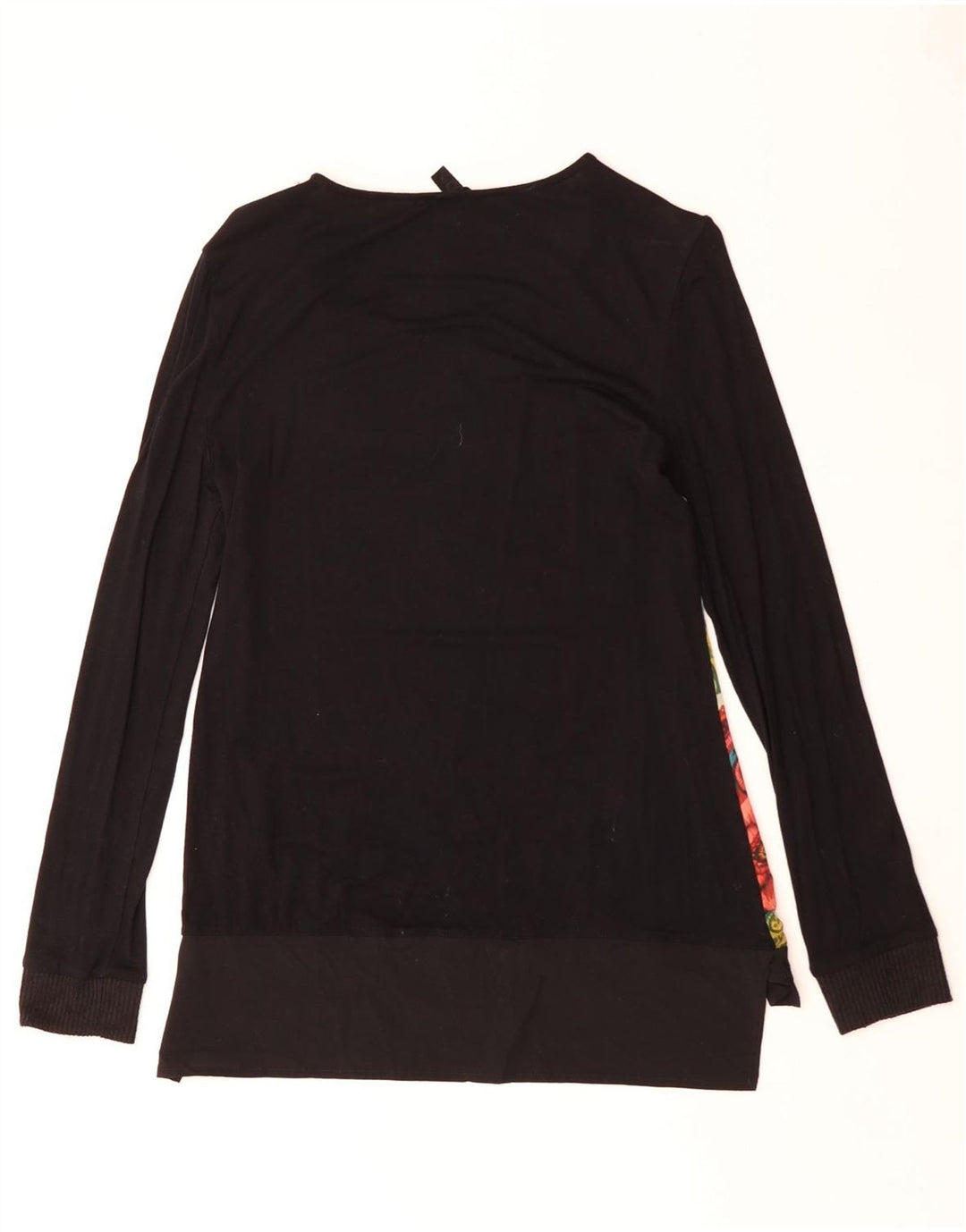 DESIGUAL Женский топ с рисунком с длинным рукавом UK 12, средний черный с цветочным принтом