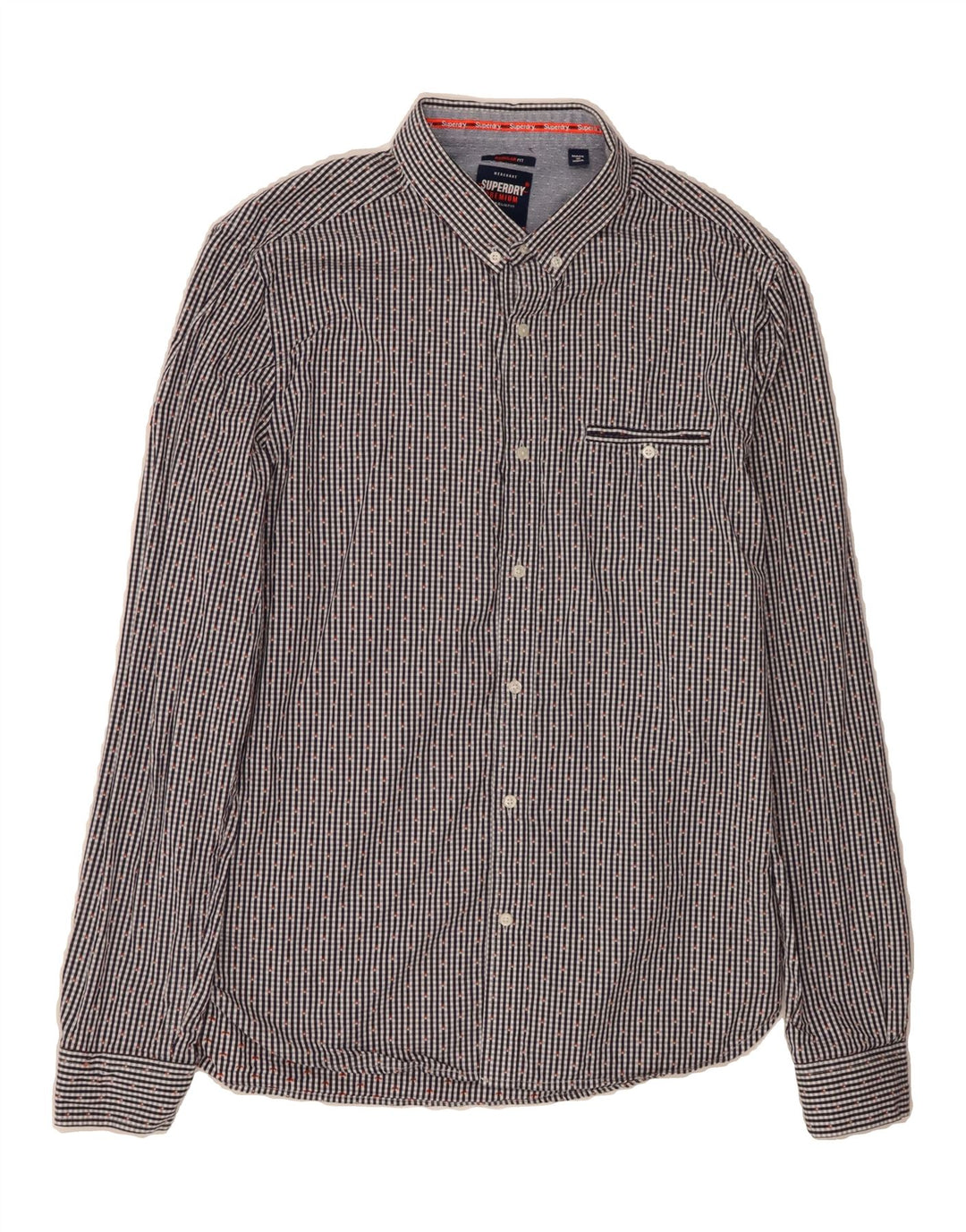 SUPERDRY Mens Regular Fit Shirt XL Navy Blue Check Cotton Vintage Superdry and Second-Hand Superdry from Messina Hembry 