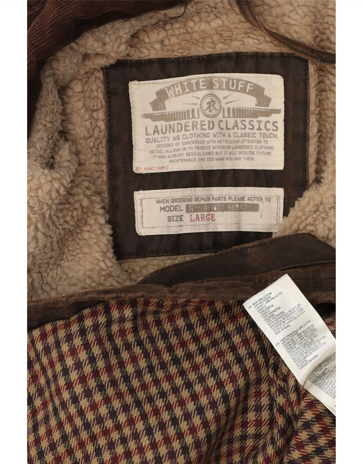 Мужская куртка из вощеного хлопка WHITE STUFF UK 40, большой размер, коричневый хлопок