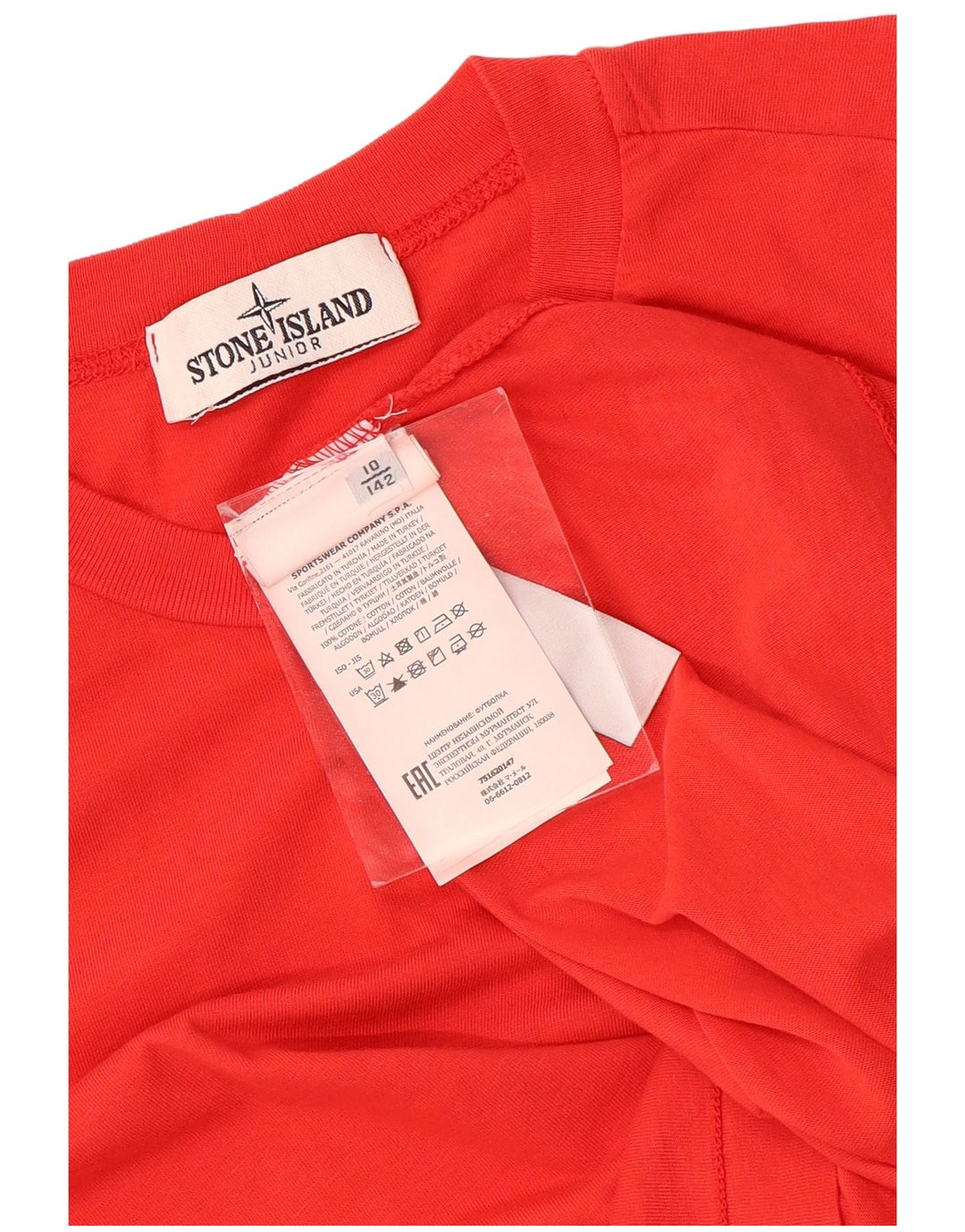 Футболка Stone Island для мальчиков, 9-10 лет, красный хлопок