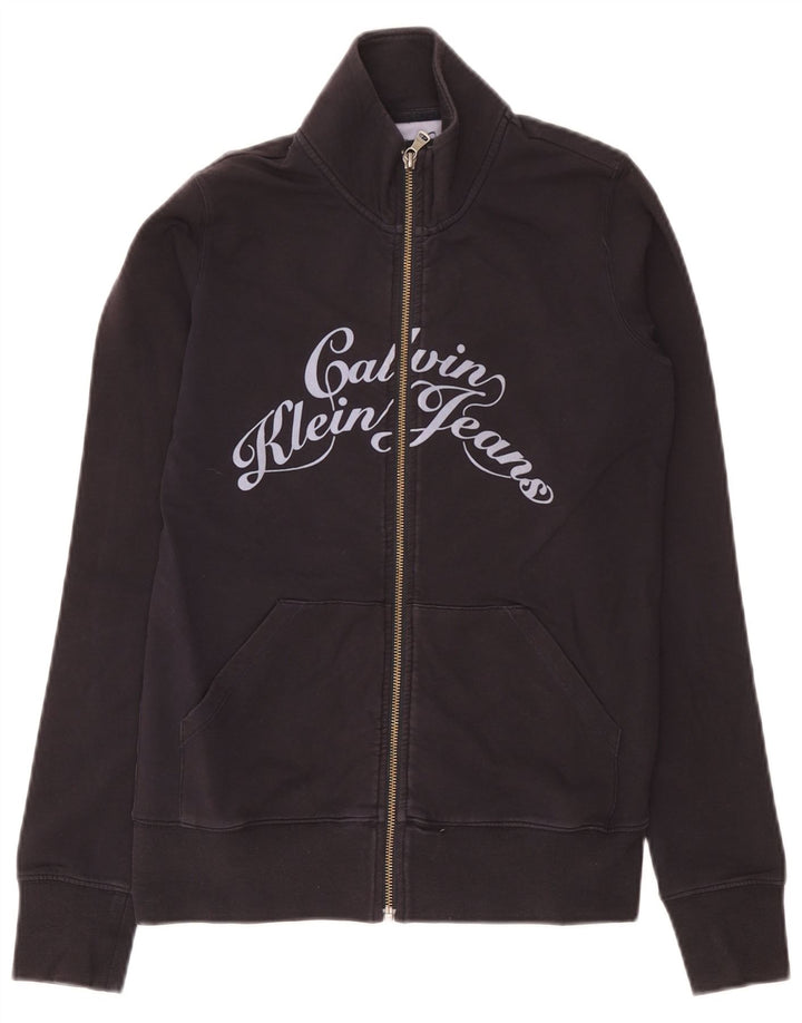 Calvin Klein Jeans Женский спортивный костюм с графическим рисунком, верхняя куртка UK 10, маленький серый