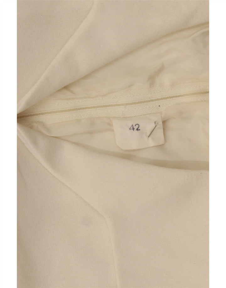 Винтажное женское платье А-силуэта IT 42, средний белый цветочный полиэстер