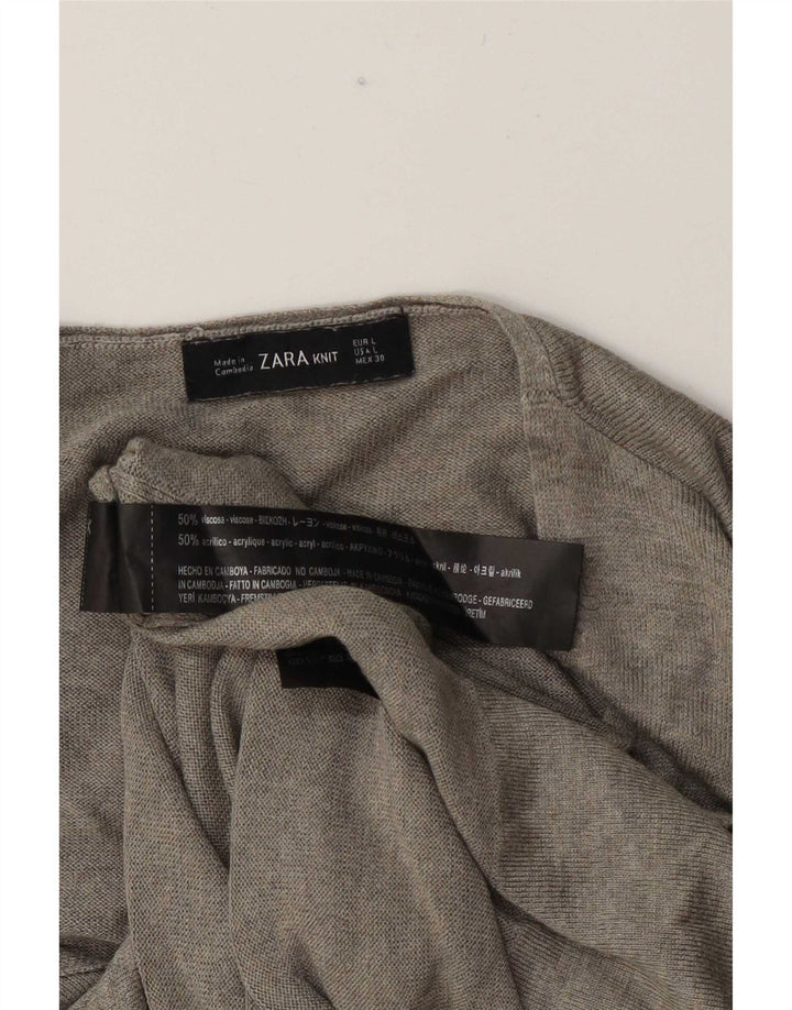 Женский топ Zara с длинным рукавом UK 16, большой серый, вискоза