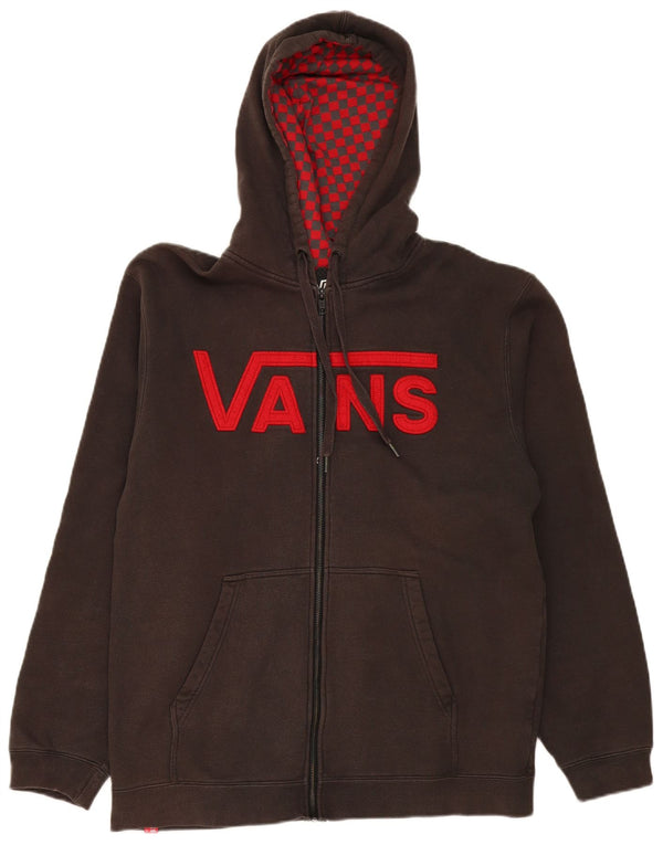 Мужской свитер с капюшоном и молнией с графическим рисунком Vans, большой серый хлопок с цветными блоками