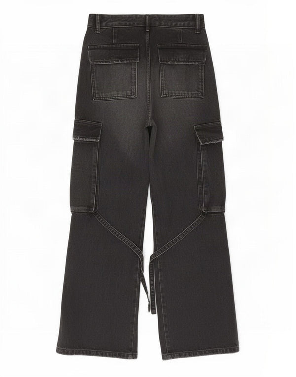 Женские широкие джинсы карго Zara EU 34 2XS W24 L31 серые