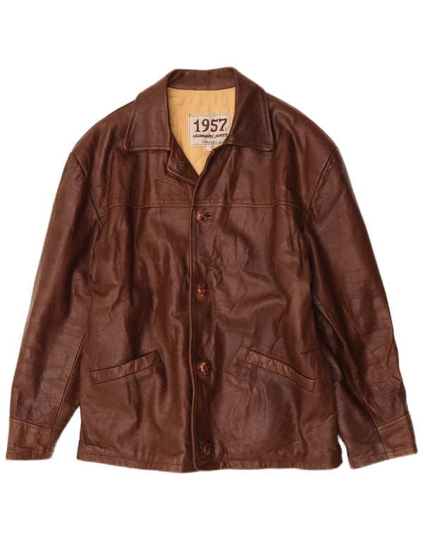 Legendary Jacket 1957 Мужской кожаный пиджак на 4 пуговицах UK 40, большой коричневый цвет