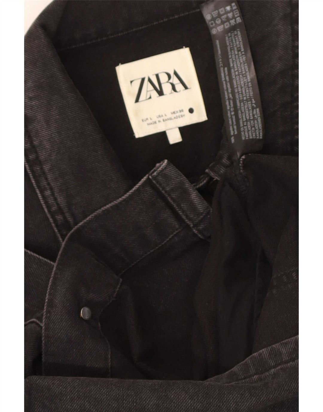 Женское джинсовое пальто Zara UK 14, большой черный хлопок