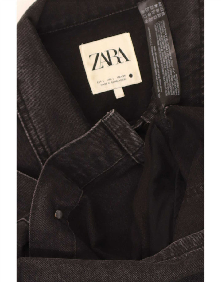Женское джинсовое пальто Zara UK 14, большой черный хлопок