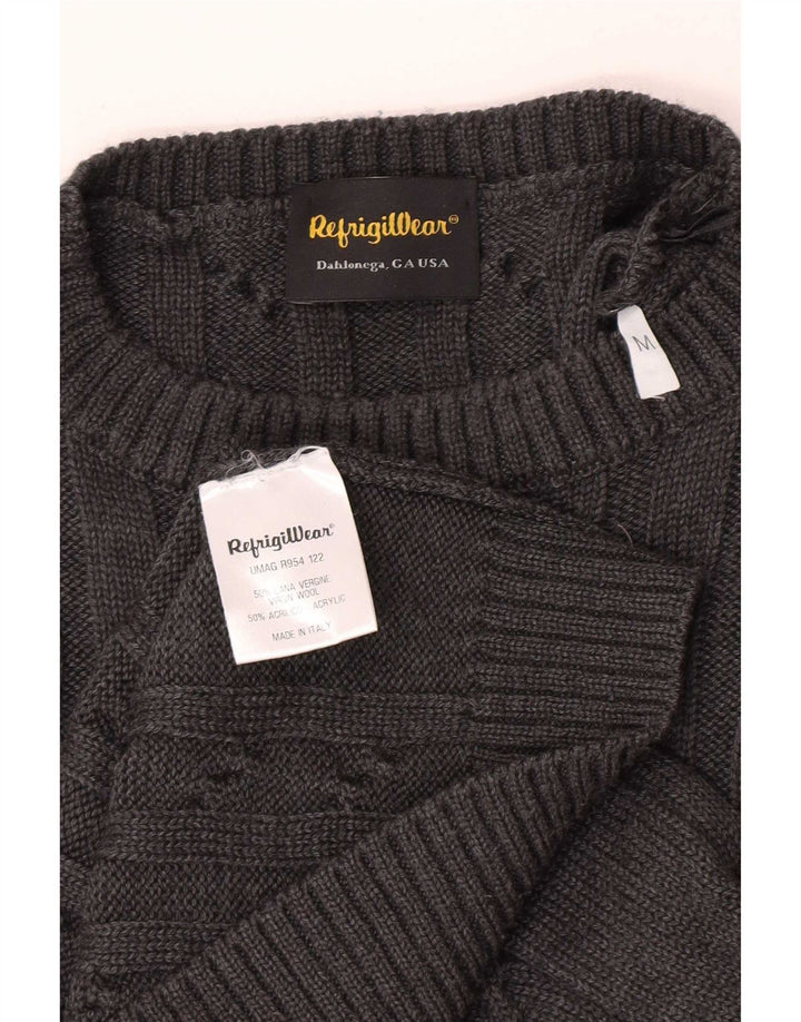 Refrigiwear Женский джемпер с круглым вырезом, свитер среднего серого цвета из натуральной шерсти