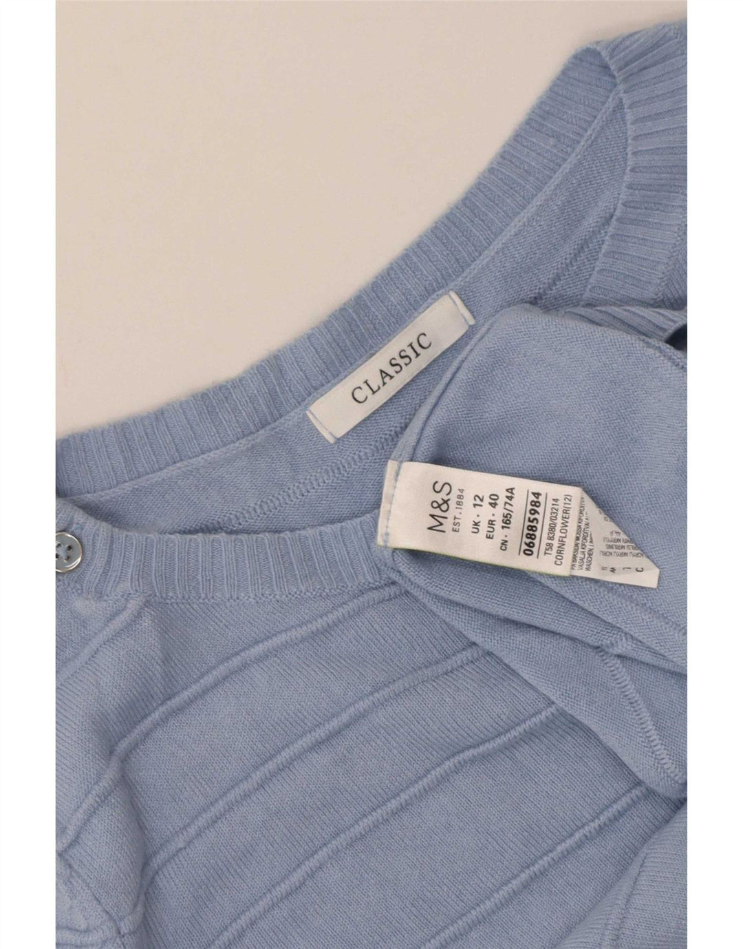 Женский классический джемпер с вырезом «лодочка» Marks & Spencer UK 12, средний синий