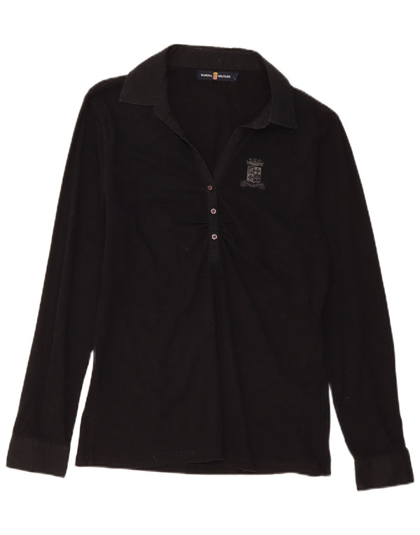 Женская рубашка поло с длинным рукавом MARINA MILITARE UK 18 XL, черный хлопок