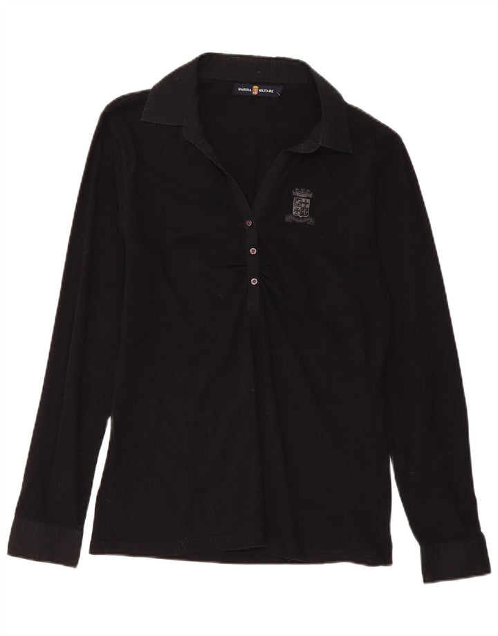Женская рубашка поло с длинным рукавом MARINA MILITARE UK 18 XL, черный хлопок