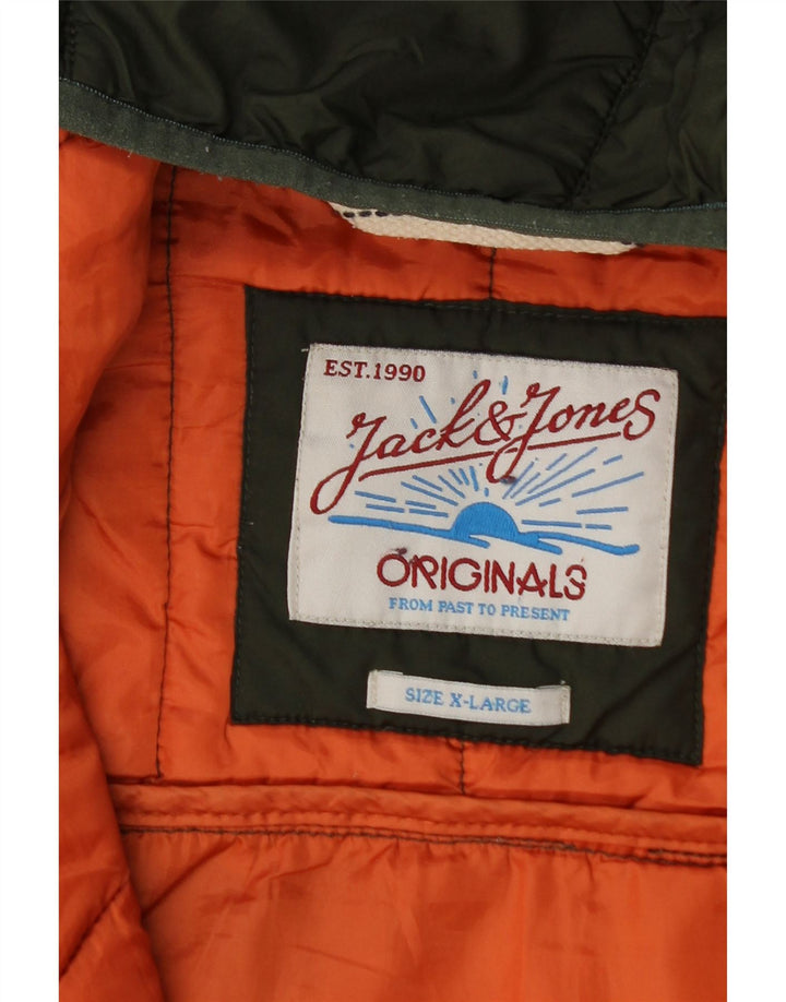 Мужская утепленная куртка Jack & Jones с капюшоном UK 42 XL, зеленый полиэстер