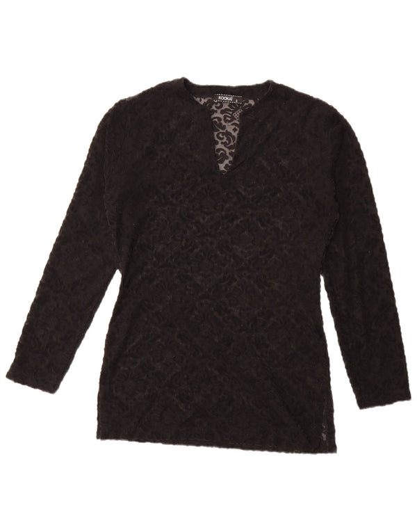 Kookai Womens Oversized See Through Top US 2 XS Black Floral