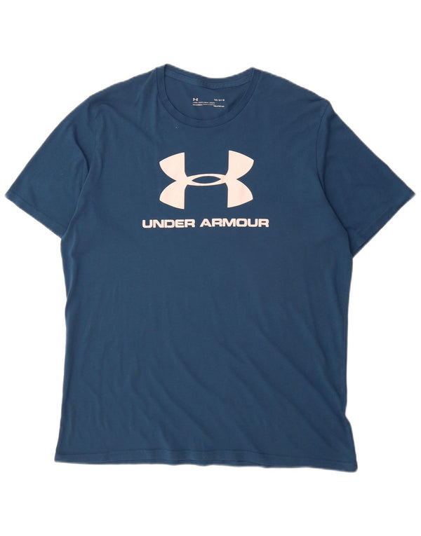 Мужская футболка с рисунком Under Armour Heat Gear, большая синяя