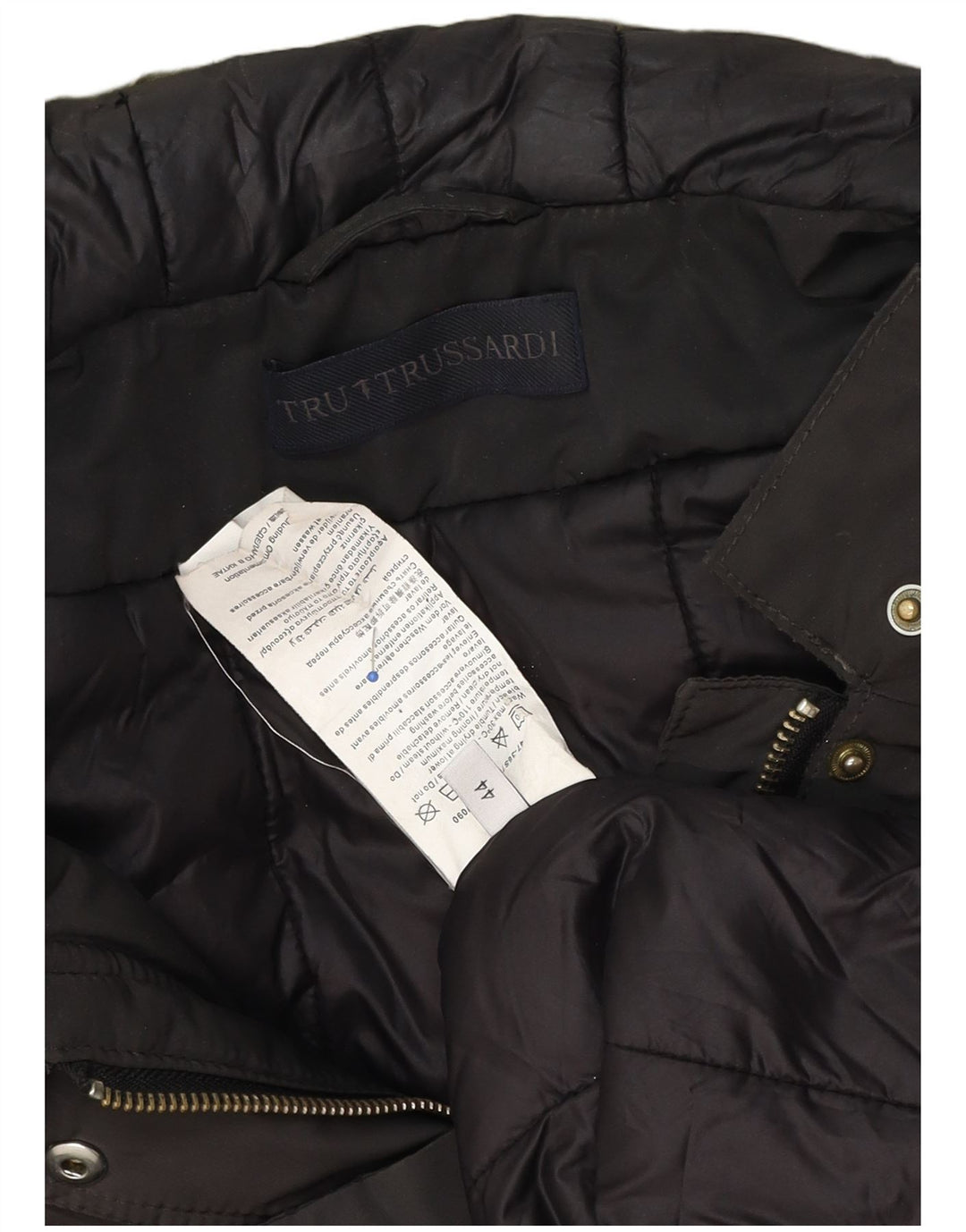 Trussardi Женский пуховик оверсайз с капюшоном IT 44 Средний Коричневый Нейлон