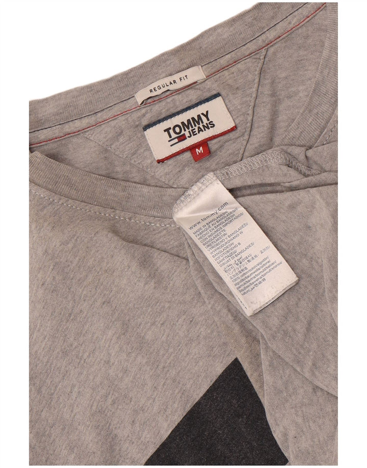 Tommy Hilfiger Мужская футболка стандартного кроя с рисунком, топ среднего серого цвета, хлопок