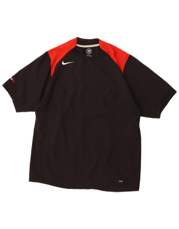 Мужская футболка NIKE Dri Fit UK 42/44, большой черный полиэстер с цветными блоками