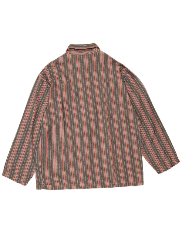 CALVIN KLEIN Mens Loose Fit Shirt Small Grey Striped Cotton