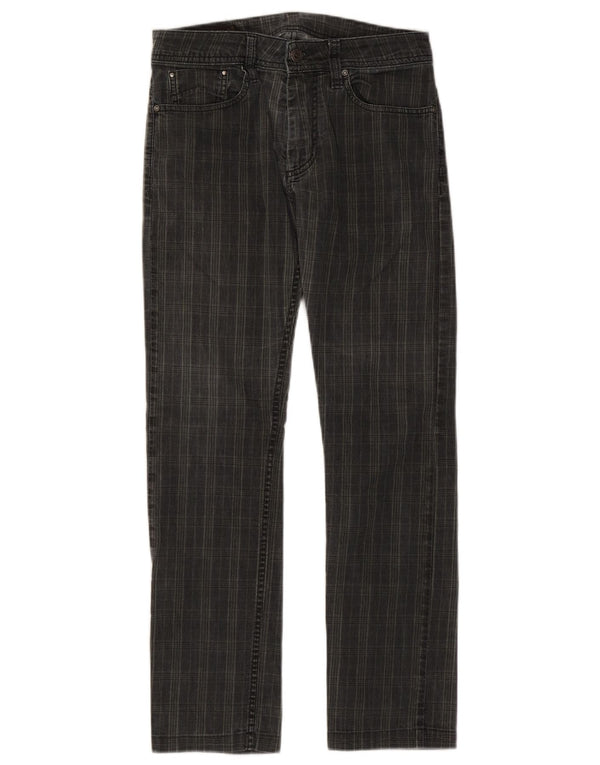 MARLBORO CLASSICS Mens Straight Casual Trousers W29 L29 Black Check Cotton