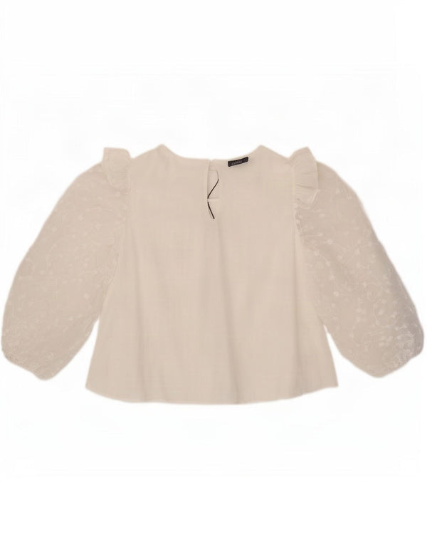 Женская блузка с рукавом 3/4 Zara UK 14, большая белая вискоза