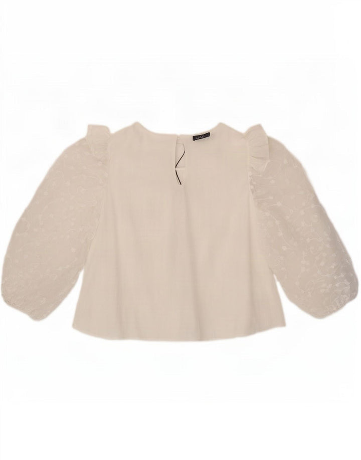 Женская блузка с рукавом 3/4 Zara UK 14, большая белая вискоза