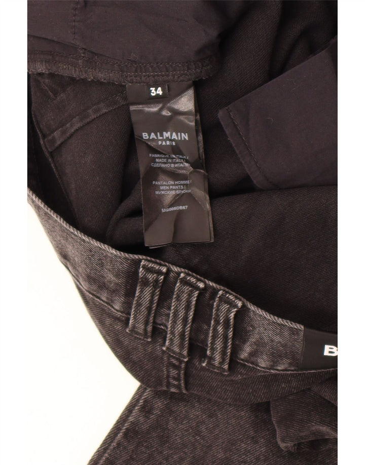 Мужские узкие джинсы Balmain W34 L30 серые, хлопок