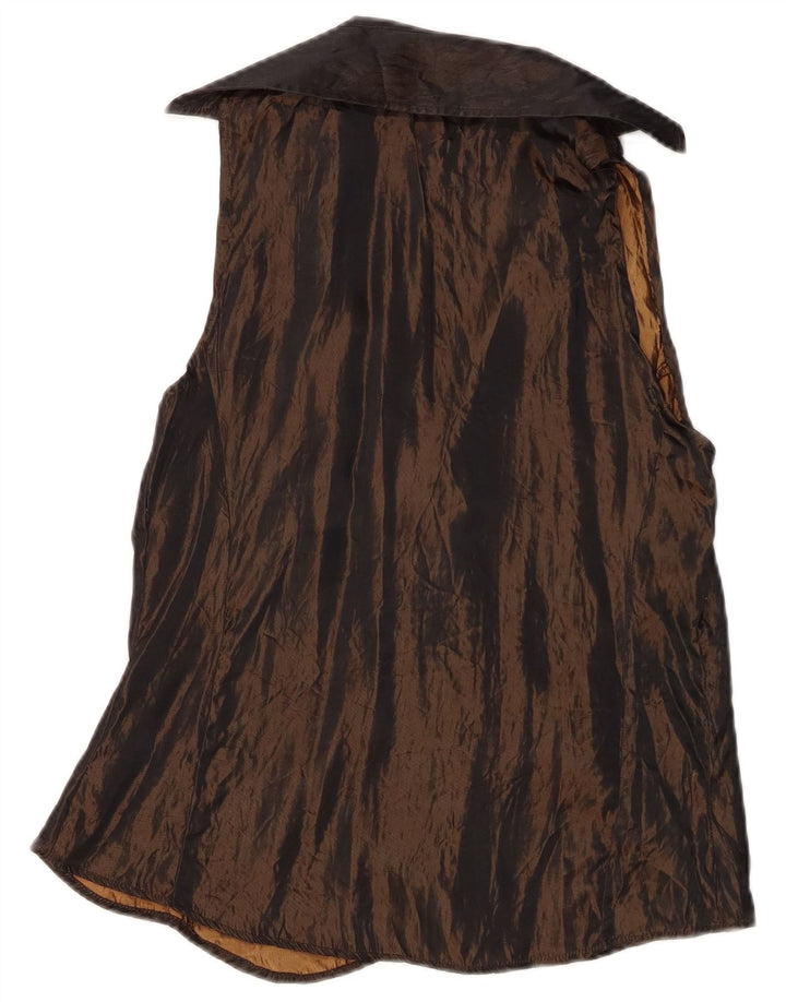 Женская блузка-рубашка без рукавов Zara UK 12, средний коричневый ацетат