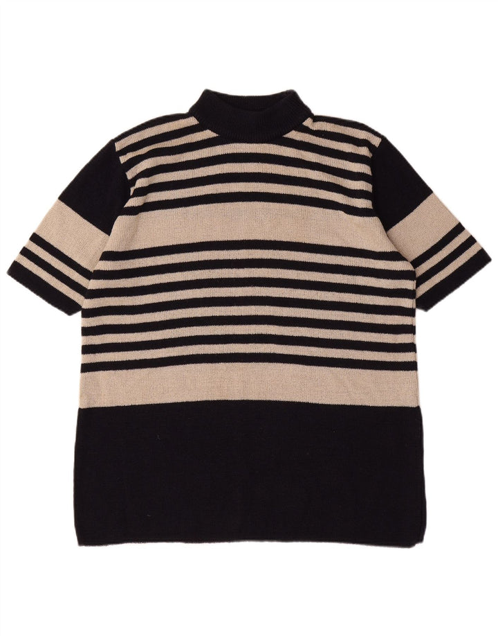 СТ. Женский джемпер с высоким воротником BERNARD, Великобритания 14/16, большой черный в полоску