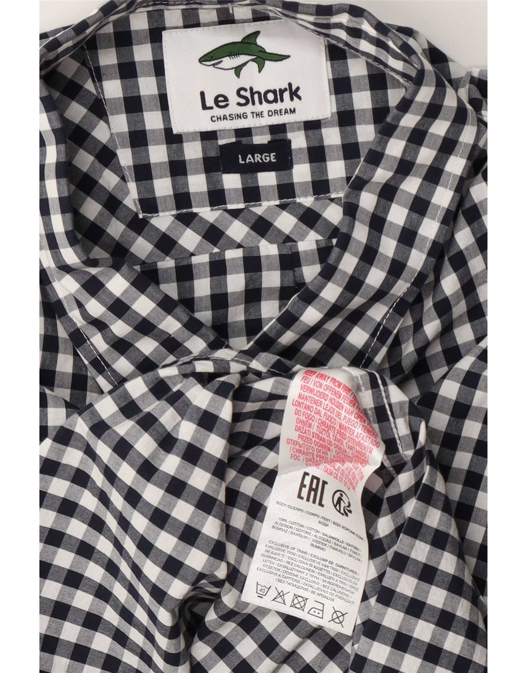 Мужская рубашка с коротким рукавом Le Shark, темно-синяя, хлопок в мелкую клетку