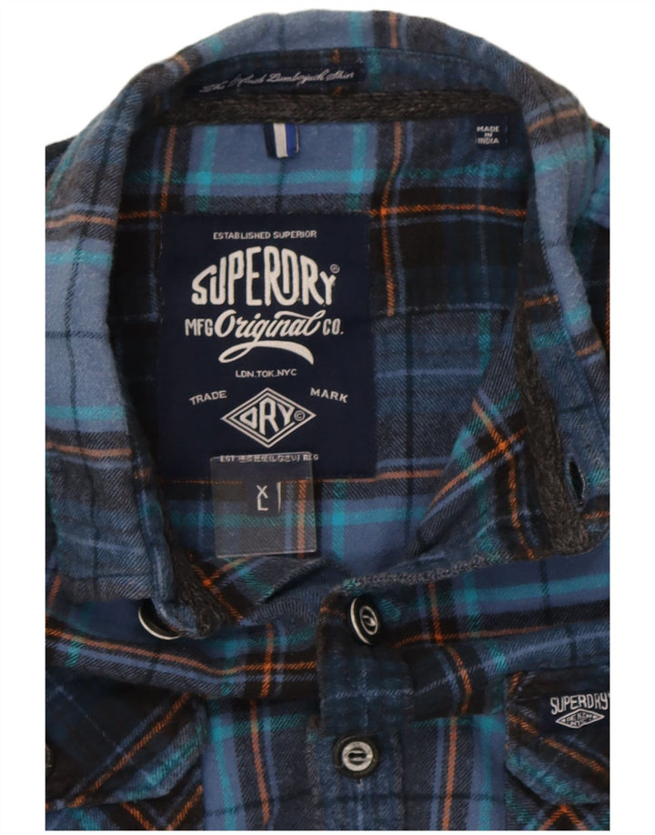 Мужская фланелевая рубашка Superdry XL, темно-синяя клетка, хлопок