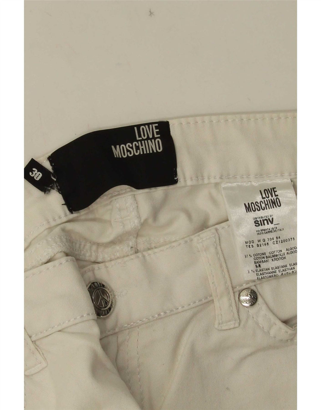 Женские узкие джинсы Moschino W30 L29, белый хлопок