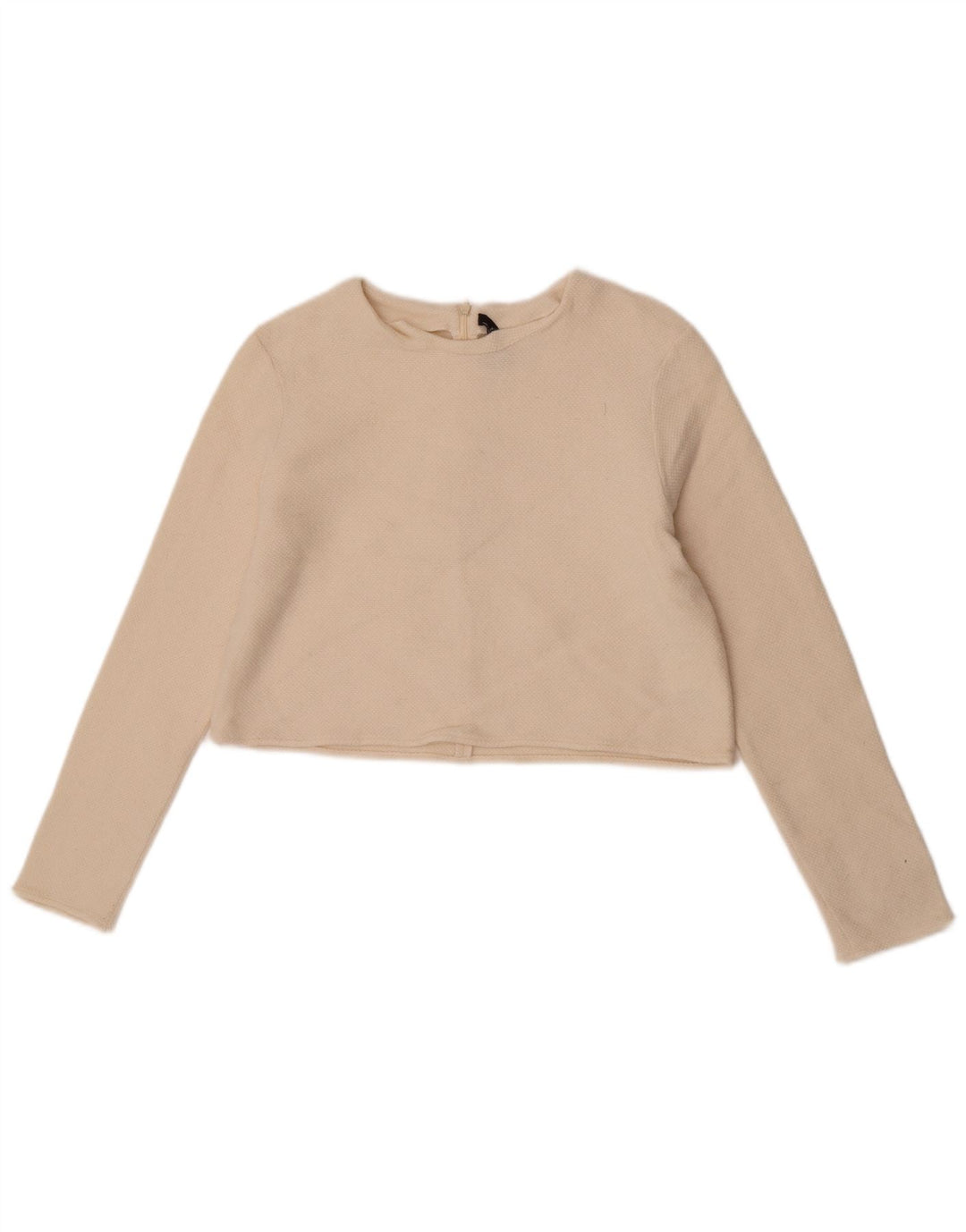 Женский укороченный джемпер с круглым вырезом Zara UK 12, средний цвет из белой шерсти
