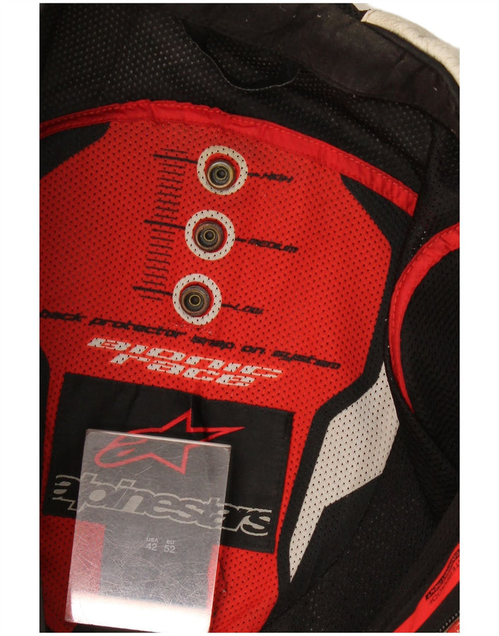 Мужская куртка-гонщик Alpinestars с графическим рисунком, размер 52, большая белая с цветными блоками