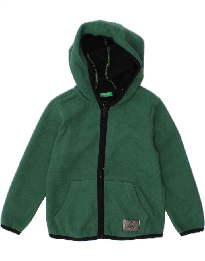 BENETTON Boys Hooded Fleece Jacket 3-4 Years 2XS Green Polyester Vintage Benetton and Second-Hand Benetton from Messina Hembry 