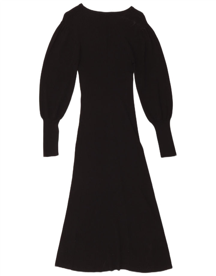 Женское платье макси с длинным рукавом ZARA UK 12, средний черный, вискоза