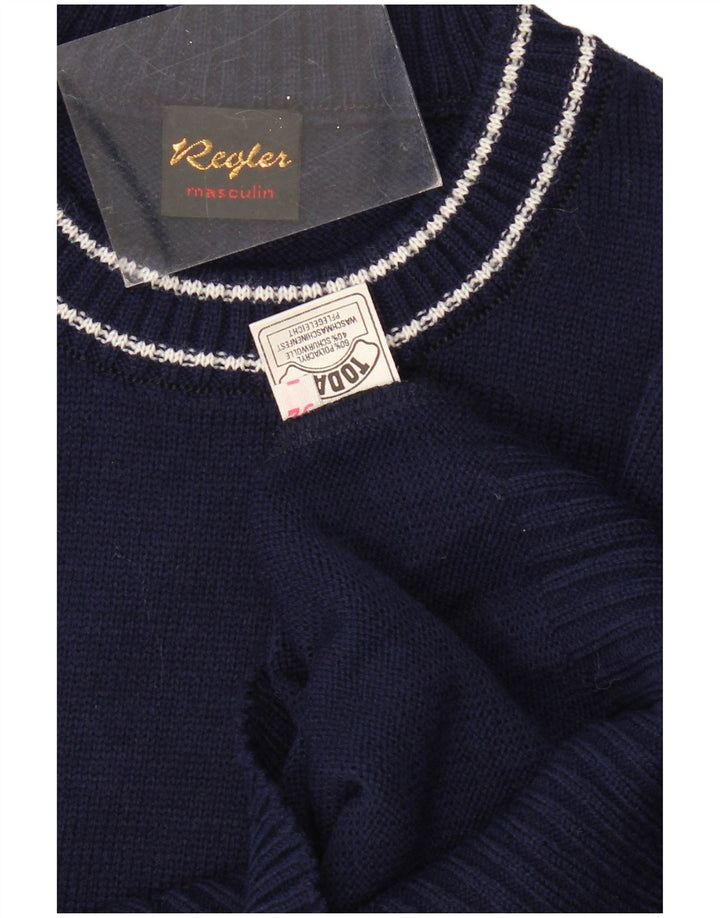 Мужской джемпер с круглым вырезом VINTAGE IT 52, большой темно-синий полиакрил