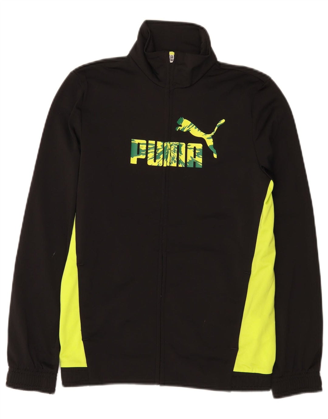 Спортивный костюм Puma для мальчиков с графическим рисунком, верхняя куртка 11–12 лет, черный с цветными блоками