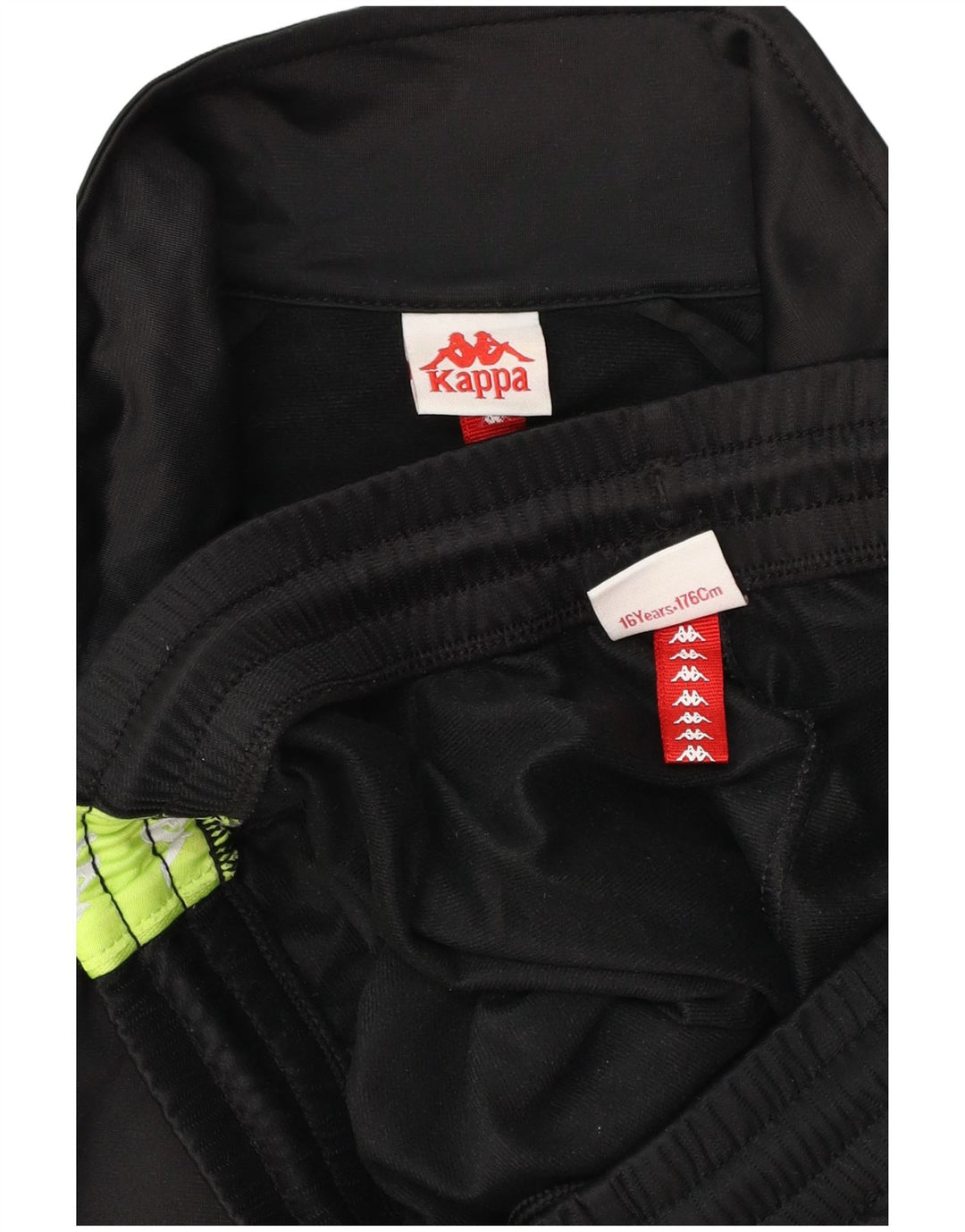 KAPPA Полный спортивный костюм с рисунком для мальчиков 15–16 лет, черный, полиэстер с цветными блоками