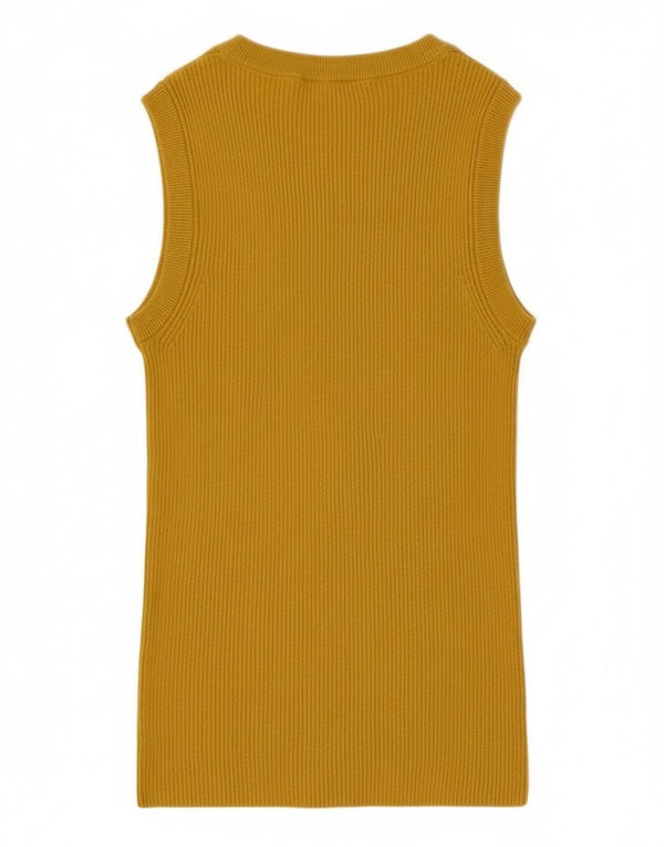 Женская майка без рукавов Marks & Spencer UK 12, вискоза среднего желтого цвета