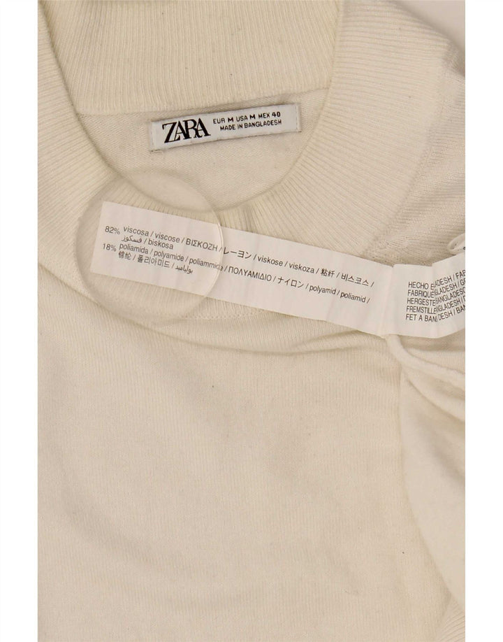 Мужской джемпер с круглым вырезом Zara, средний белый вискозный свитер