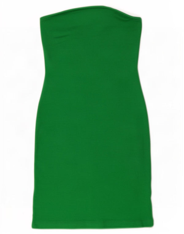 Женское платье без бретелек Zara UK 8, маленькое зеленое хлопок